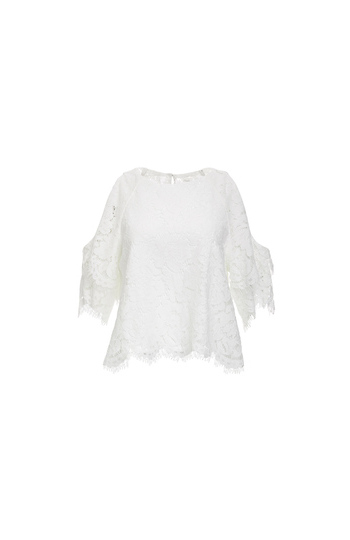 Cold Shoulder Boat Neck Lace Top Slide 1