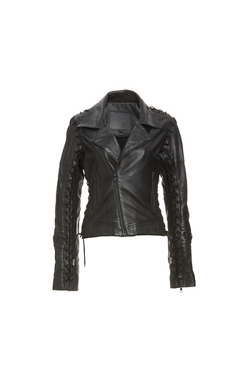 Leather Lace Up Jacket Slide 1