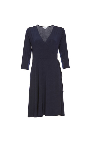 3/4 Sleeve Knit Wrap Dress Slide 1