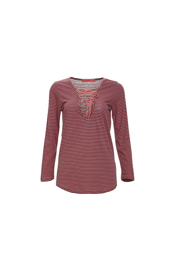 Stateside Long Sleeve Striped Lace Up Knit Top Slide 1