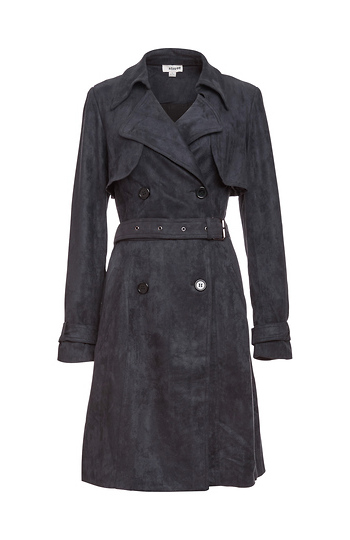 Faux Suede Trench Coat Slide 1