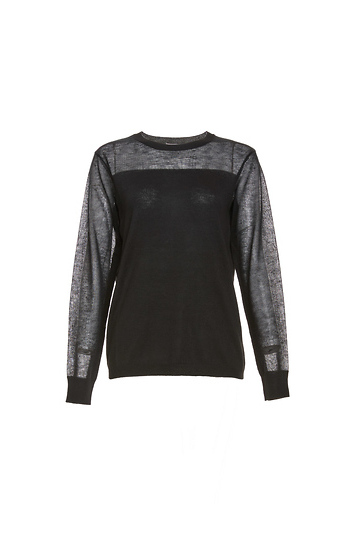 Long Contrast Sleeve Knit Top Slide 1