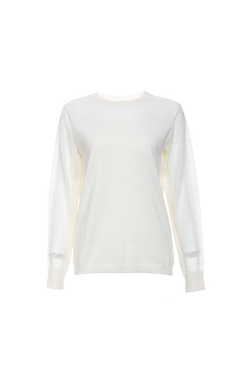 Long Contrast Sleeve Knit Top Slide 1