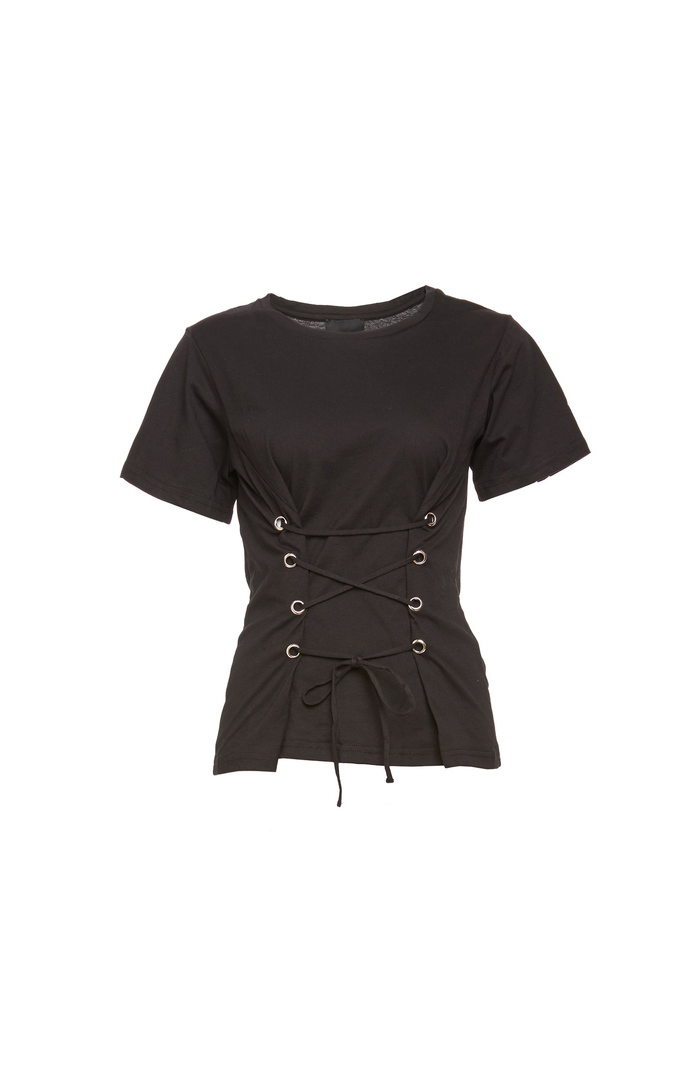 LaceUp Corset Tee in Black DAILYLOOK