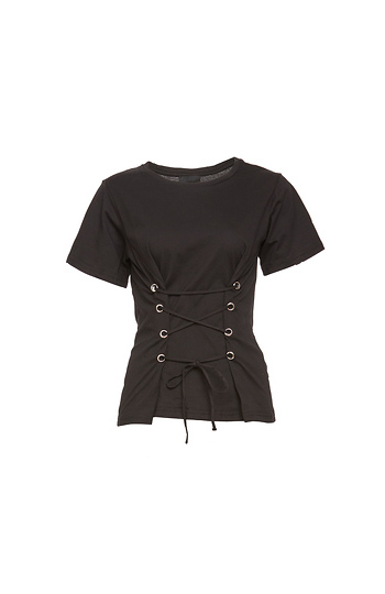 Lace-Up Corset Tee Slide 1