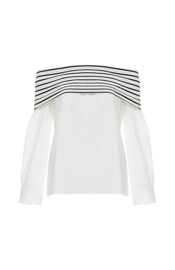 Lizeth Striped Bandeau Poplin Top Slide 1