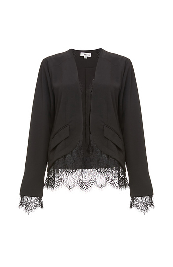 Scalloped Lace Trim Ruffle Jacket Slide 1