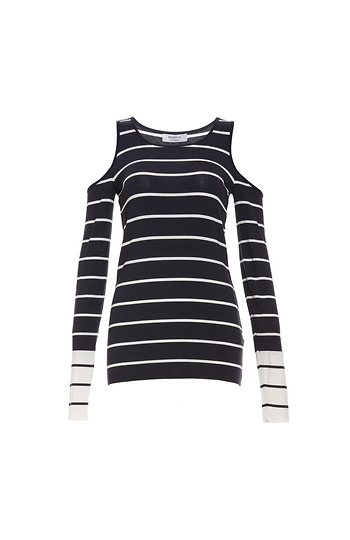 Bailey 44 Shoulder Cutouts Striped Long Sleeve Slide 1