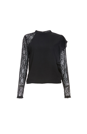 After Market Lace Sleeves Ruffle Top Slide 1