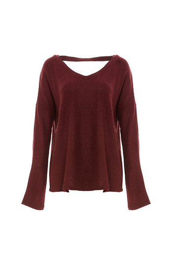 Jack by BB Dakota Heavy Knit Back Button V-neck Top Slide 1