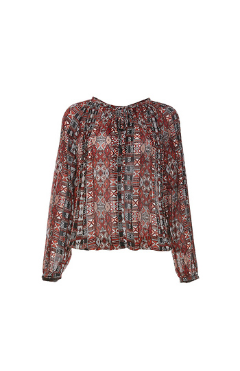 BB Dakota Aztec Print Lightweight Chiffon Top Slide 1