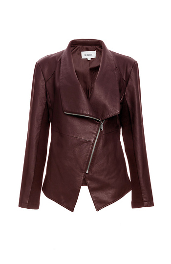 BB Dakota Asymmetrical Textured Vegan Leather Jacket Slide 1