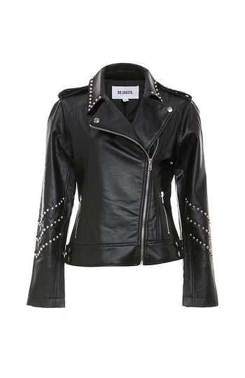 BB Dakota Polish Studded Faux Leather Moto Jacket Slide 1