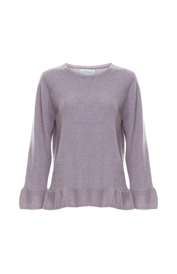 Velvet by Graham & Spencer 100% Cashmere Ruffle Pullover Slide 1