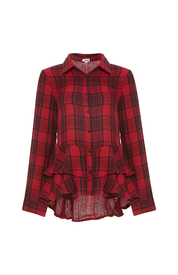 Lake Long Sleeve Plaid Shirt with Ruffles Slide 1