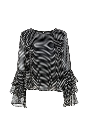 Leandra Long Sleeve Ruffle Sleeve Top Slide 1