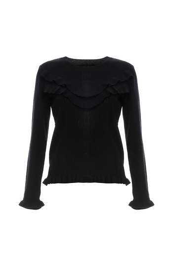 Cate Long Sleeve Ruffle Top Slide 1