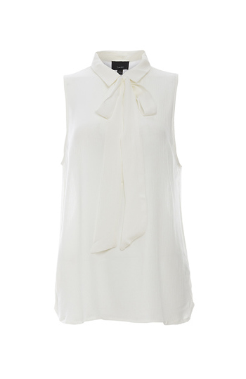 Sleeveless Collar Tie Blouse Slide 1