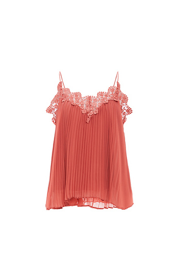 Keepsake Front Lace Accordion Pleat Chiffon Tank Slide 1