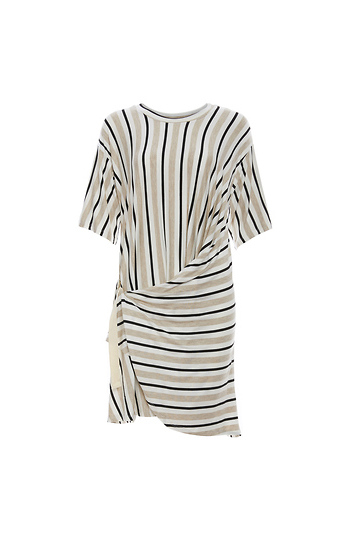 Striped Side Belt Wrap Dress Slide 1