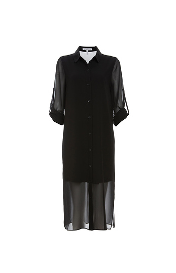 BCBGeneration Long Sleeve Chiffon Shirt Dress Slide 1