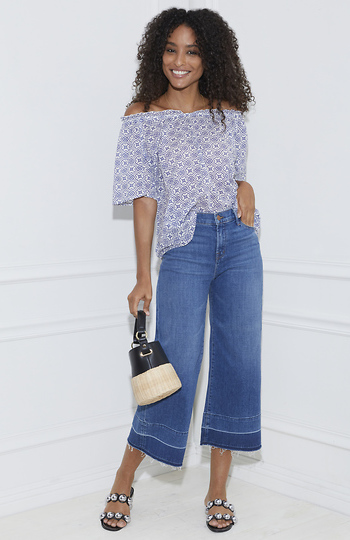 Velvet by Graham & Spencer Cotton Shirting Off Shoulder Top Slide 1