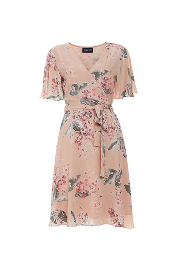 Surplice Floral Tie Waist Dress Slide 1