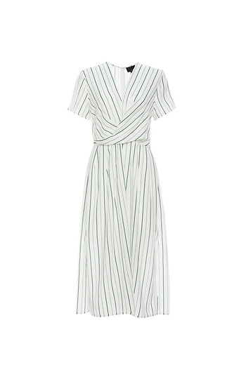 Striped Surplice Flowy Dress Slide 1