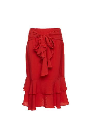 Front Tie Ruffle Skirt Slide 1