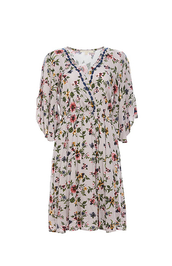 Mystree Three-Quarter Sleeve Surplice Dress Slide 1