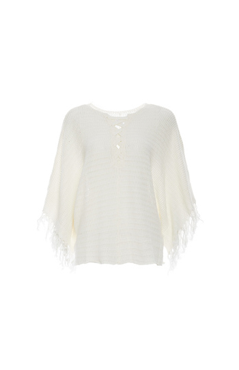 Velvet by Graham & Spencer Crochet Top with Fringe Slide 1