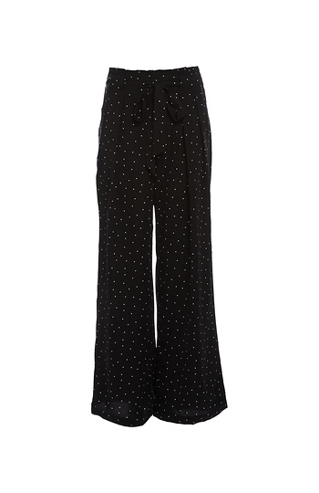 Self-Tie Waist Wide Leg Polka Dot Pants Slide 1