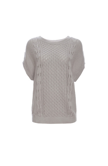 Crochet Short Sleeve Knit Top Slide 1