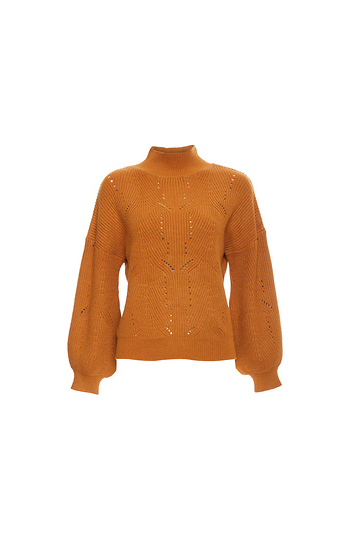 High Neck Patterned Knit Sweater Slide 1