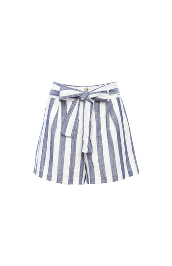 Belted Striped Shorts Slide 1
