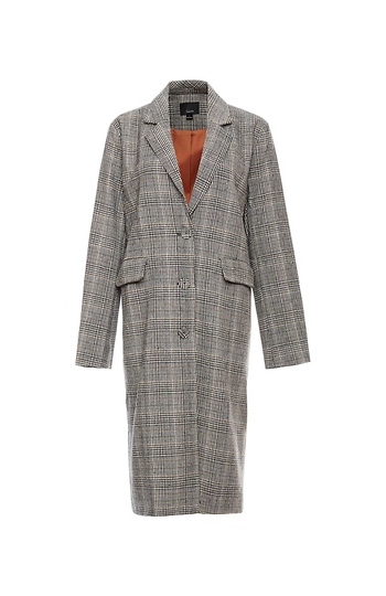 Plaid Button Front Coat Slide 1