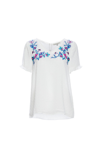 Skies Are Blue Embroidered Short Sleeve Top Slide 1