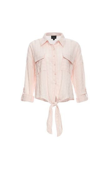 Front Tie Button Up Shirt Slide 1
