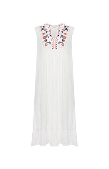 En Creme Embroidered Midi Dress Slide 1