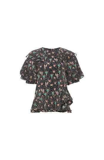 GOEN.J Floral Printed Ruffled Top Slide 1