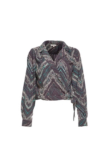 Skies Are Blue Chevron Print Wrap Blouse Slide 1