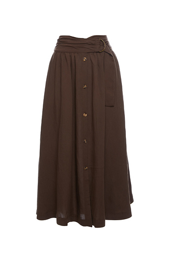 Button Up Front Midi Skirt Slide 1