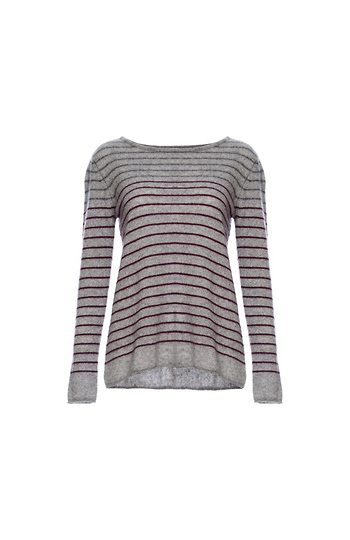 Eileen 100% Cashmere Striped Sweater Slide 1