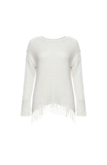 Velvet by Graham & Spencer Chunky Fringe Hem Sweater Slide 1