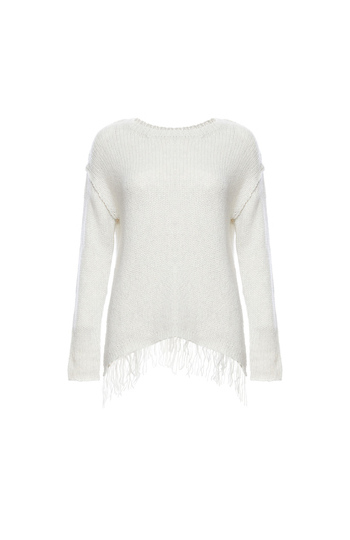 Velvet by Graham & Spencer Chunky Fringe Hem Sweater Slide 1