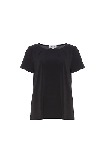 Short Sleeve Pleated Neck Top Slide 1