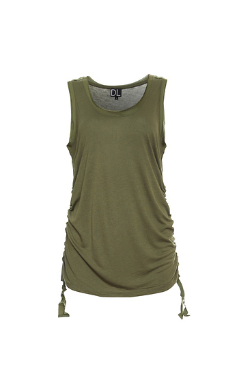 Drapey Rayon Tank Top with Shirred Sides Slide 1