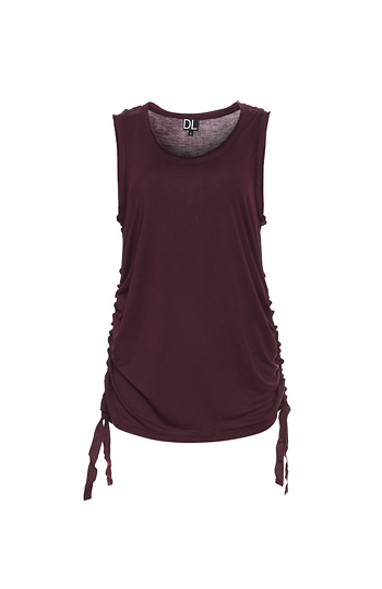 Drapey Rayon Tank Top with Shirred Sides Slide 1