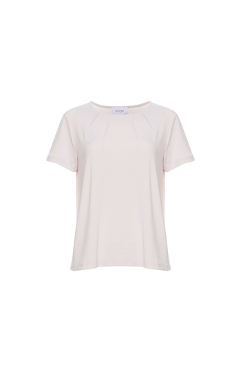 Short Sleeve Pleated Neck Top Slide 1