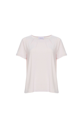 Short Sleeve Pleated Neck Top Slide 1